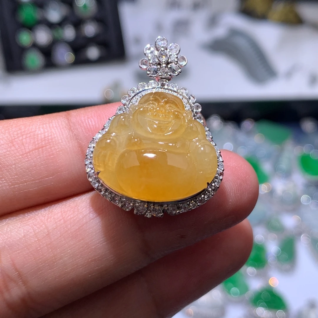 l***翡翠18K金镶嵌吊坠(不含链)