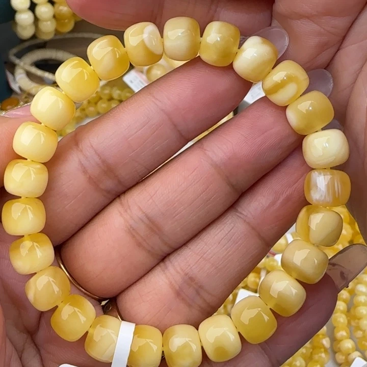 手链蜜蜡未镶嵌金白老型手串