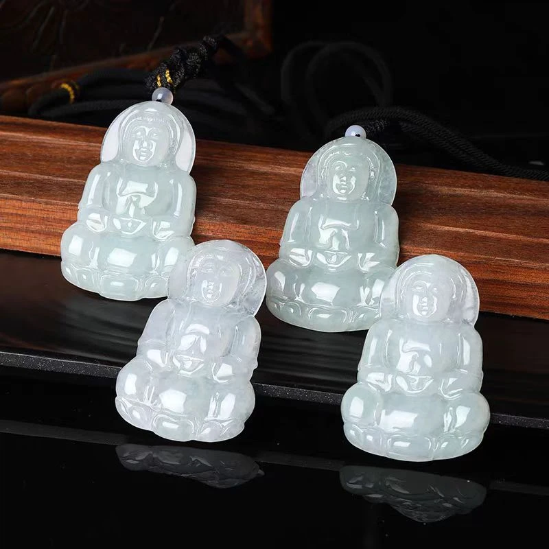 翡翠A货观音款式冰底吊坠天然翡翠观音赠珠链（多样性发货DD827