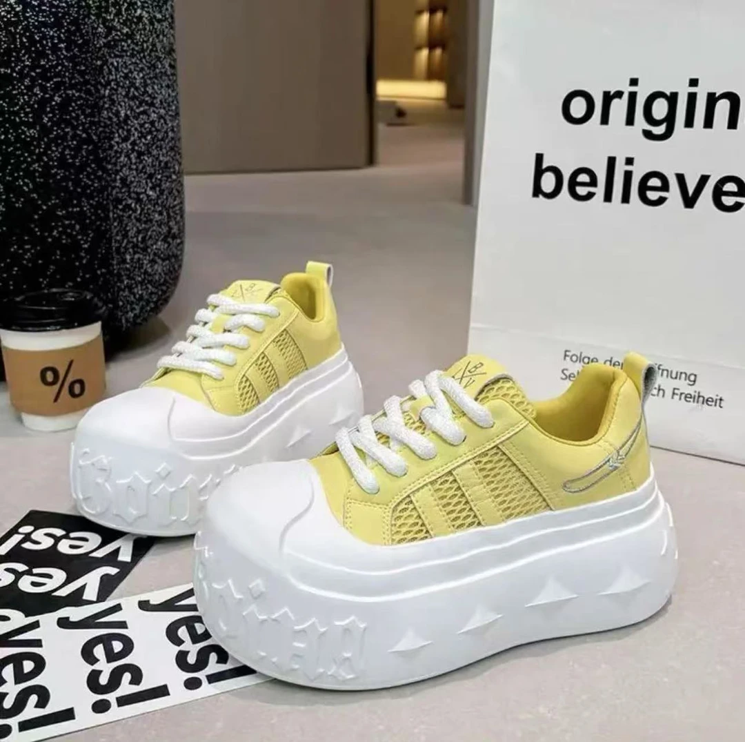 【红】欧洲站松糕百搭贝壳头厚底小白鞋女2025春季新款增高休闲鞋潮