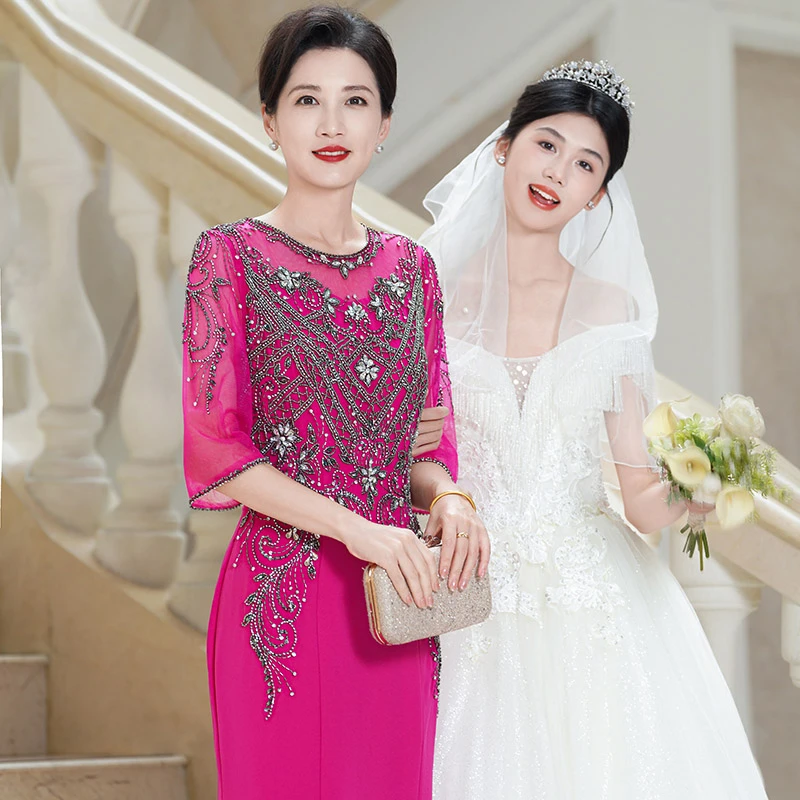 5988端庄气质妈妈婚宴晚礼服高级感轻奢演出主持回门敬酒结婚礼服