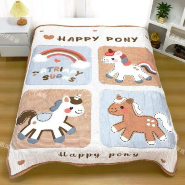 【欢乐马】泡芙被150cm*200cm 多功能轻奢超柔轻奢纱布泡芙被