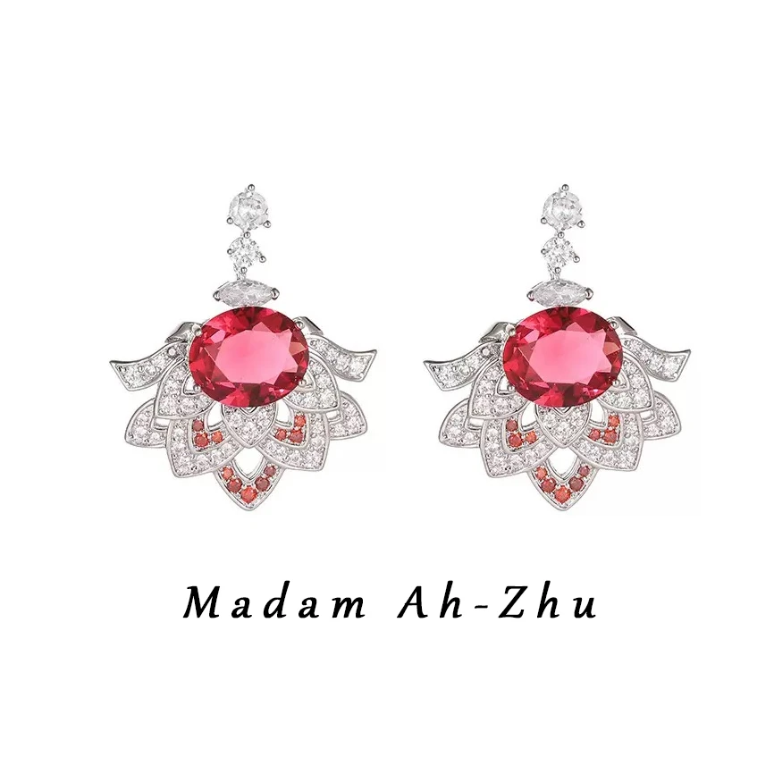 合金合成锆石耳饰 欧美满天星耳环新中式富婆气场礼物设计师