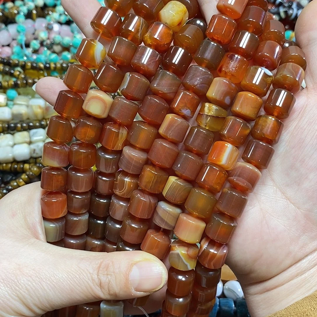 玛瑙/玉髓未镶嵌珠宝半成品玛瑙墩礅一条卡12mm