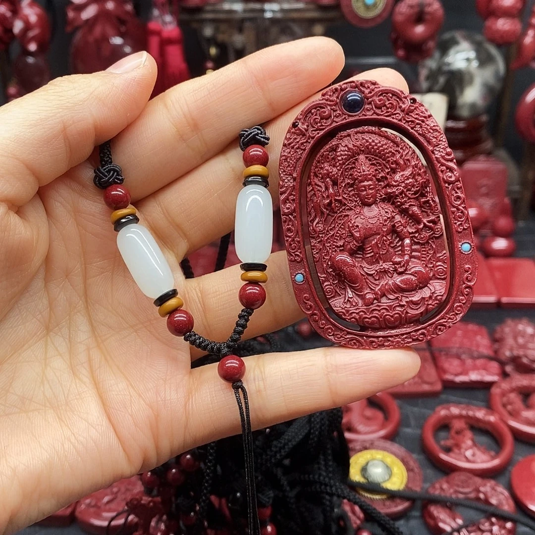 天然辰砂投影镂空守护属蛇➕绳子