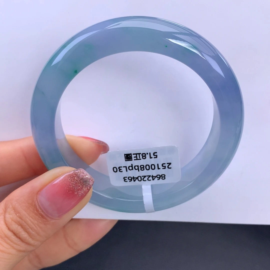 翡翠未镶嵌手镯冰胶蓝紫飘翠幻彩手镯