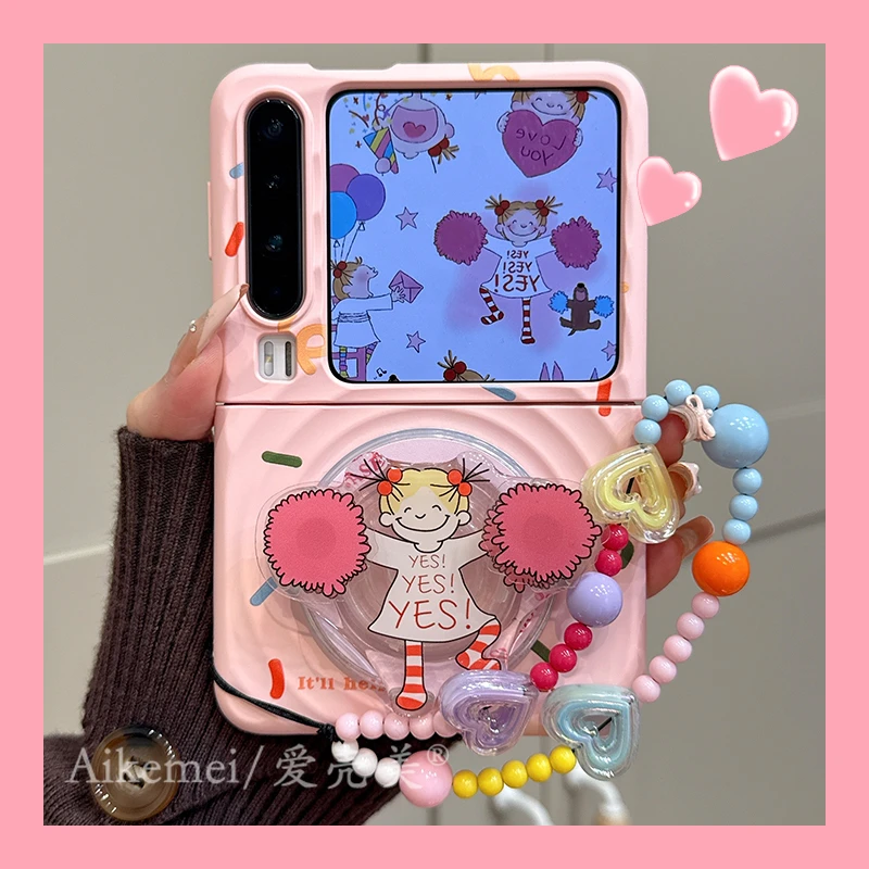 适用华为puraX阔折叠屏手机壳粉蓝色purax典藏版女孩鼬鼠磁吸支架