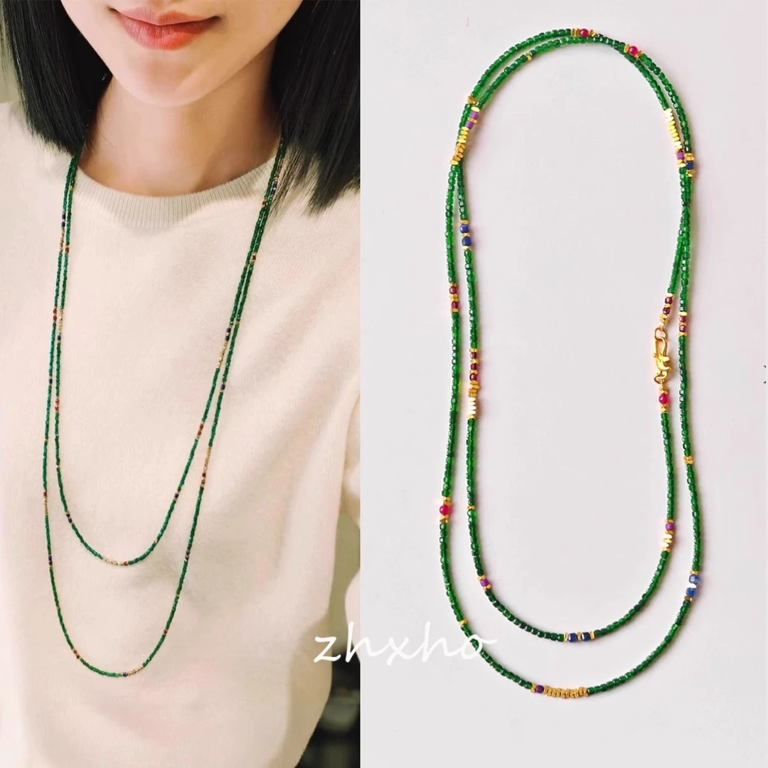 小米珠长款项链新中式高级感气质轻奢锁骨链颈链DIY氛围感颈链