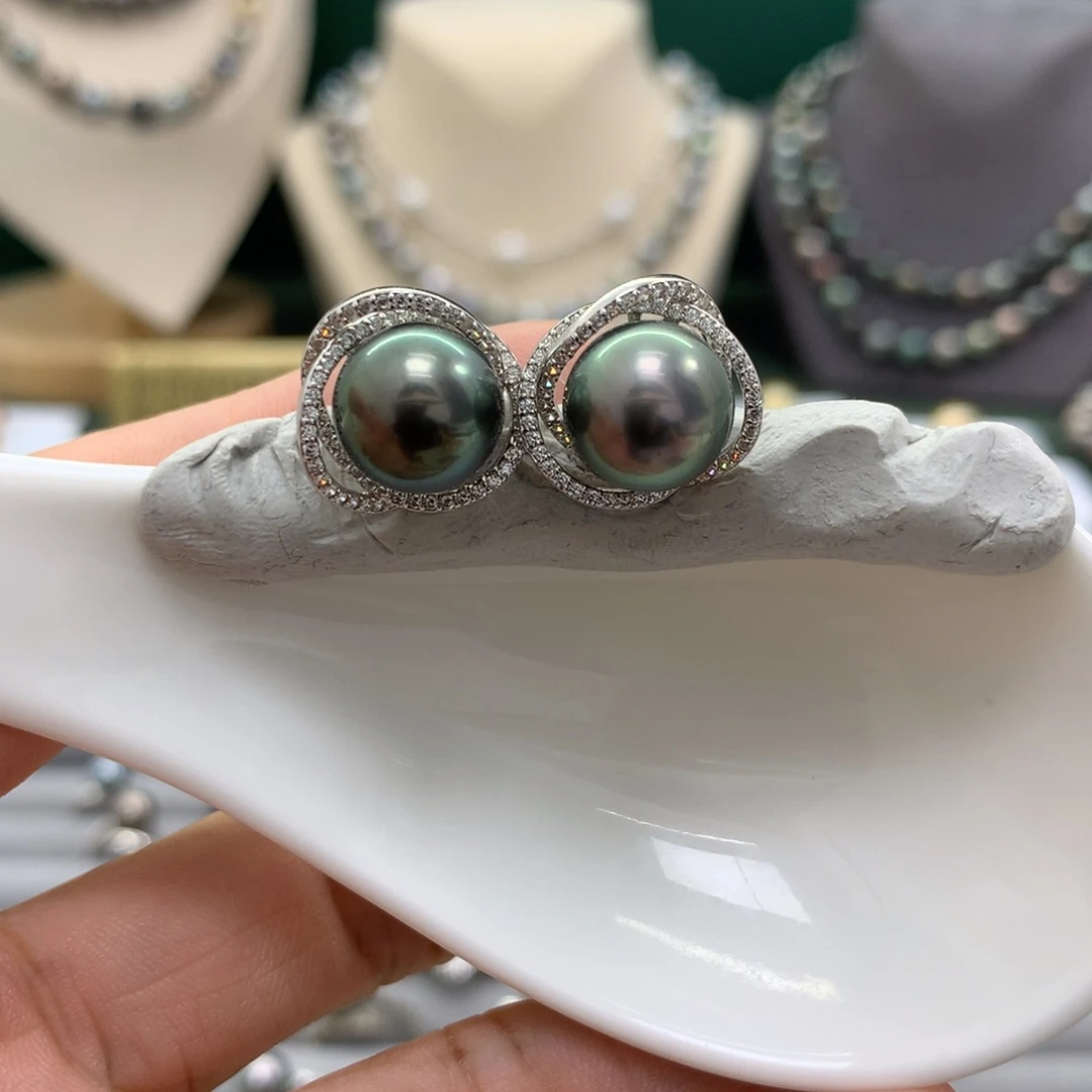 银S925镶嵌耳饰海水珍珠幸****儿