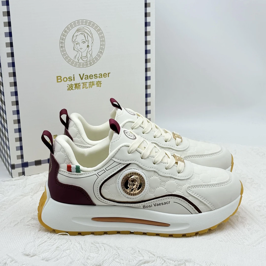 【专柜正品】新款Bosi Vaesacr波斯瓦萨奇厚底酒红皮轻奢时尚休闲鞋