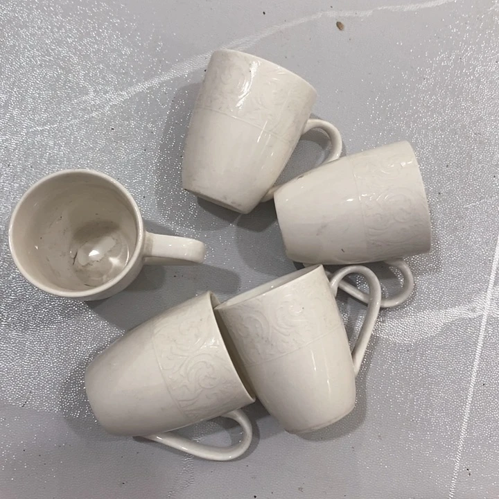 瓷片磁州窑刻花茶杯5个