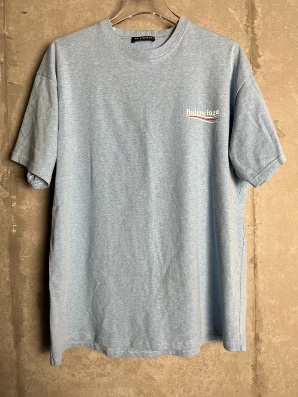 未使用 Balenciaga/巴黎世家 M*1/蓝色印花可乐波浪短袖/06722