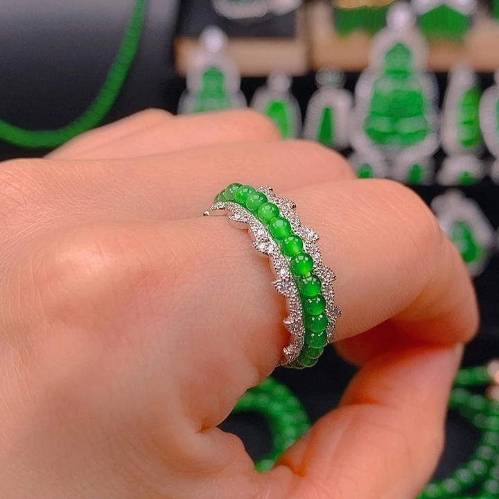 翡翠未镶嵌耳饰天然A货翡翠戒指