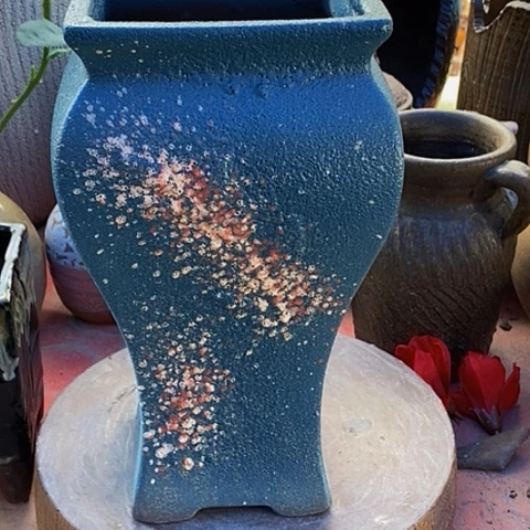 紫砂花盆口15高度29.5绿色福利