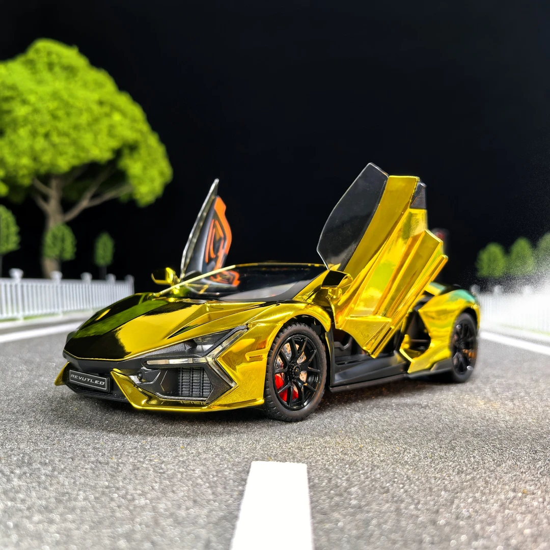 【兰博Revuelto】1:24土豪金喷雾电镀版仿真跑车汽车模型玩具摆件