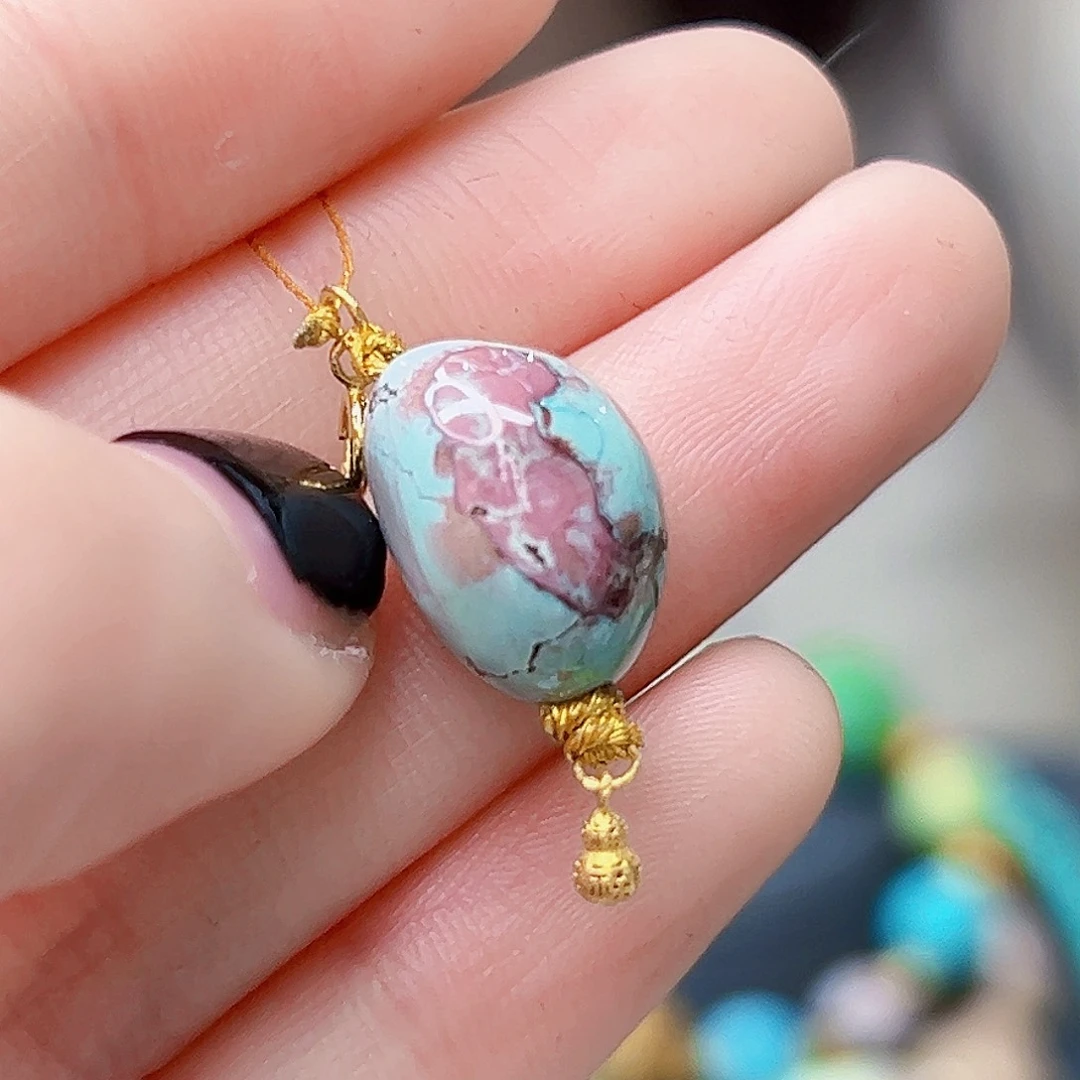 绿松石珠宝奇石18K金镶嵌