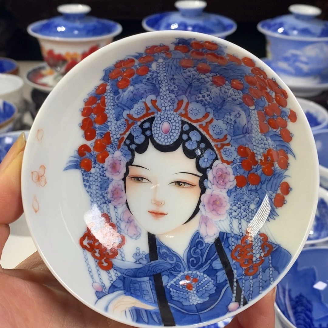 青花花旦主人杯杯