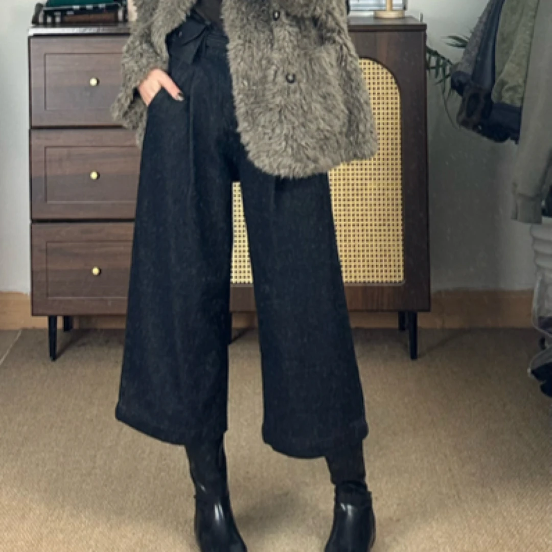 原色牛仔七分裤带腰包