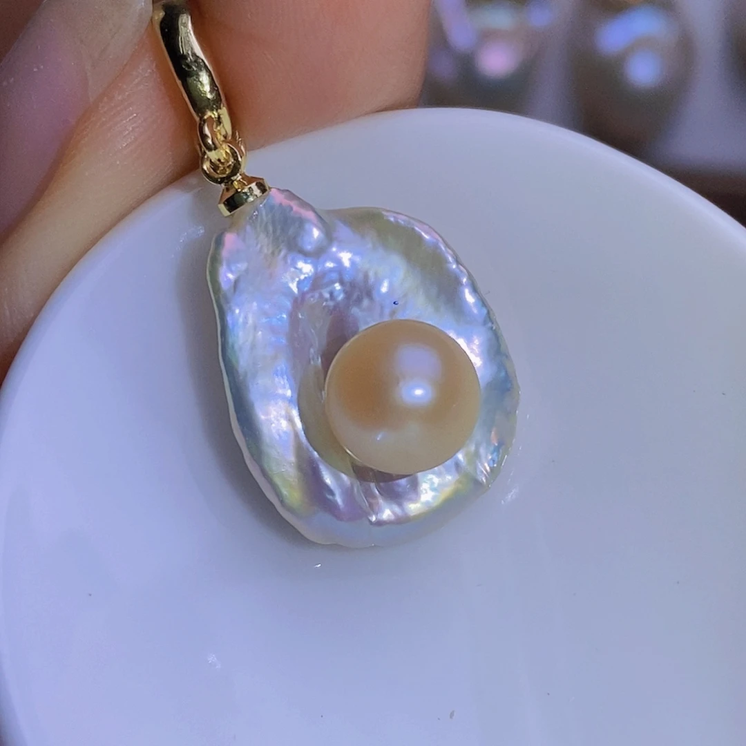 银S925镶嵌淡水珍珠淡水珍珠