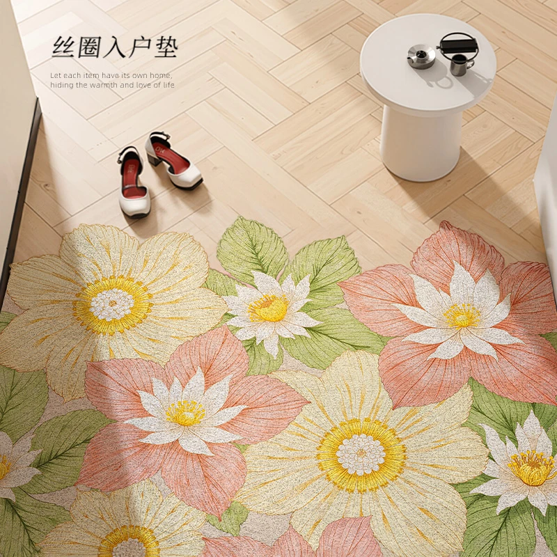 丝圈小花入户门地垫家用可裁剪玄关脚垫防水耐磨防滑进门口脚垫子