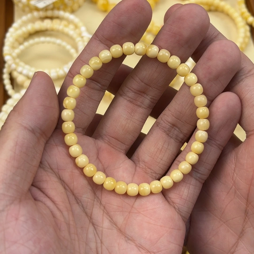 未镶嵌蜜蜡手串奶白手串5.5mm*5mm