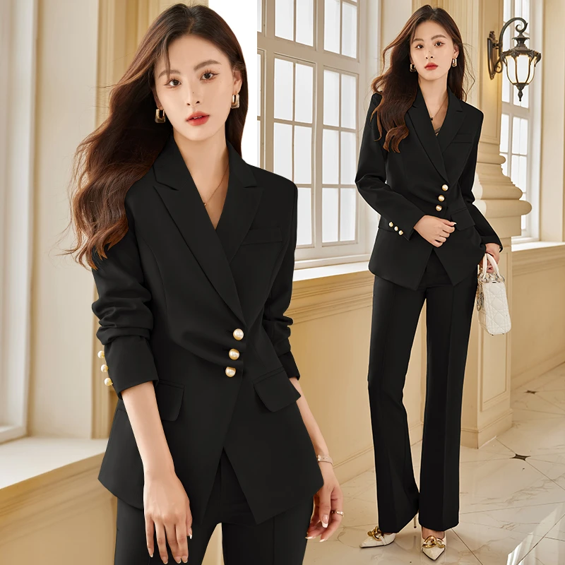 黑色职业西装品质女2025新款正装面试珠宝店工作服高级感西服外套