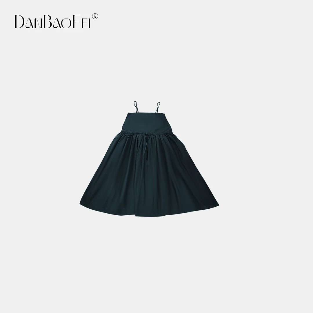 极简棉质经典黑色抹胸吊带大摆连衣裙 YLM00767