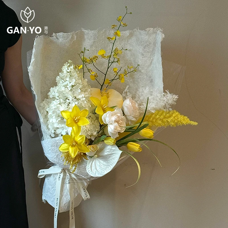 港与 不规则粗纤维麻丝纸古法手作鲜花花束包装纸花艺花店diy材料
