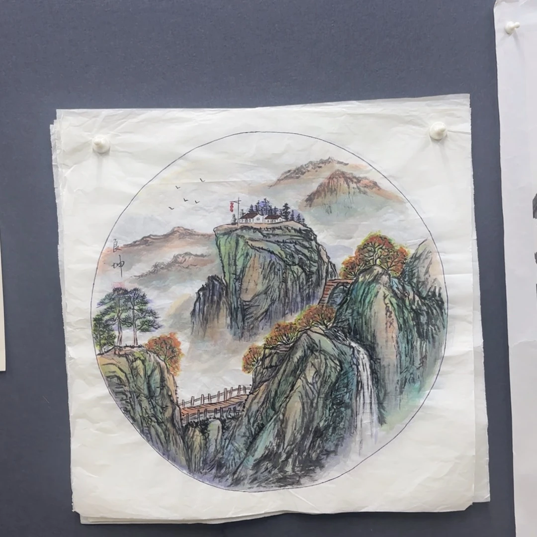 诏***木国画卡纸的制作方法是用