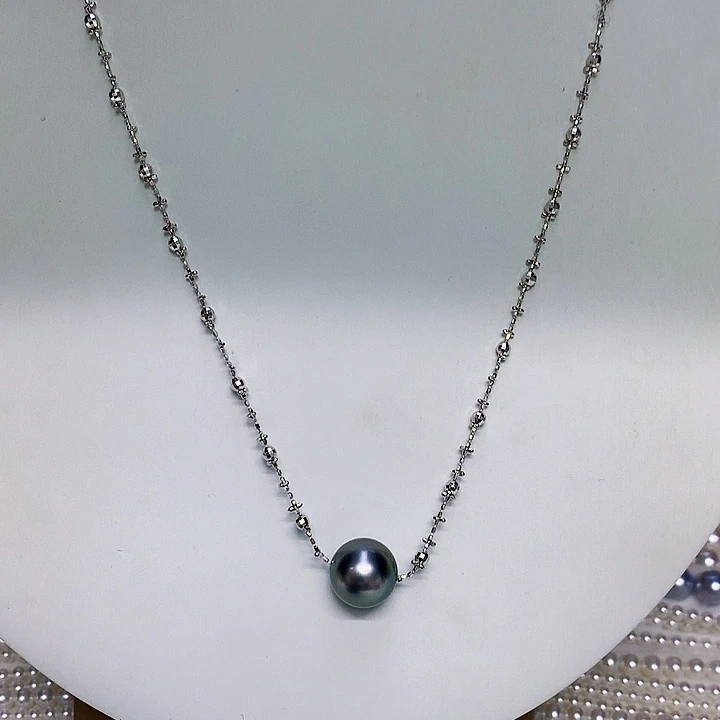 海水珍珠18K金镶嵌项链10-11