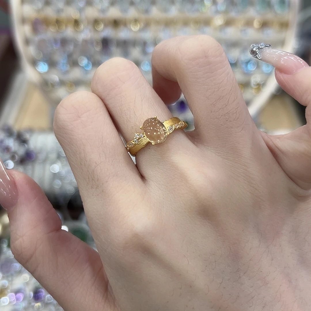 戒指黄晶银S925镶嵌