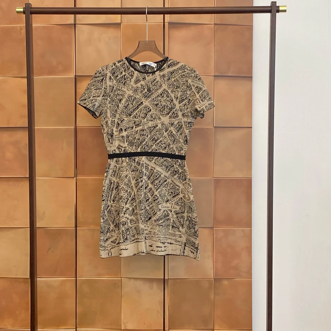 全新未使用 DIOR/迪奥  23fw新款巴黎地图针织连衣裙/38码30796