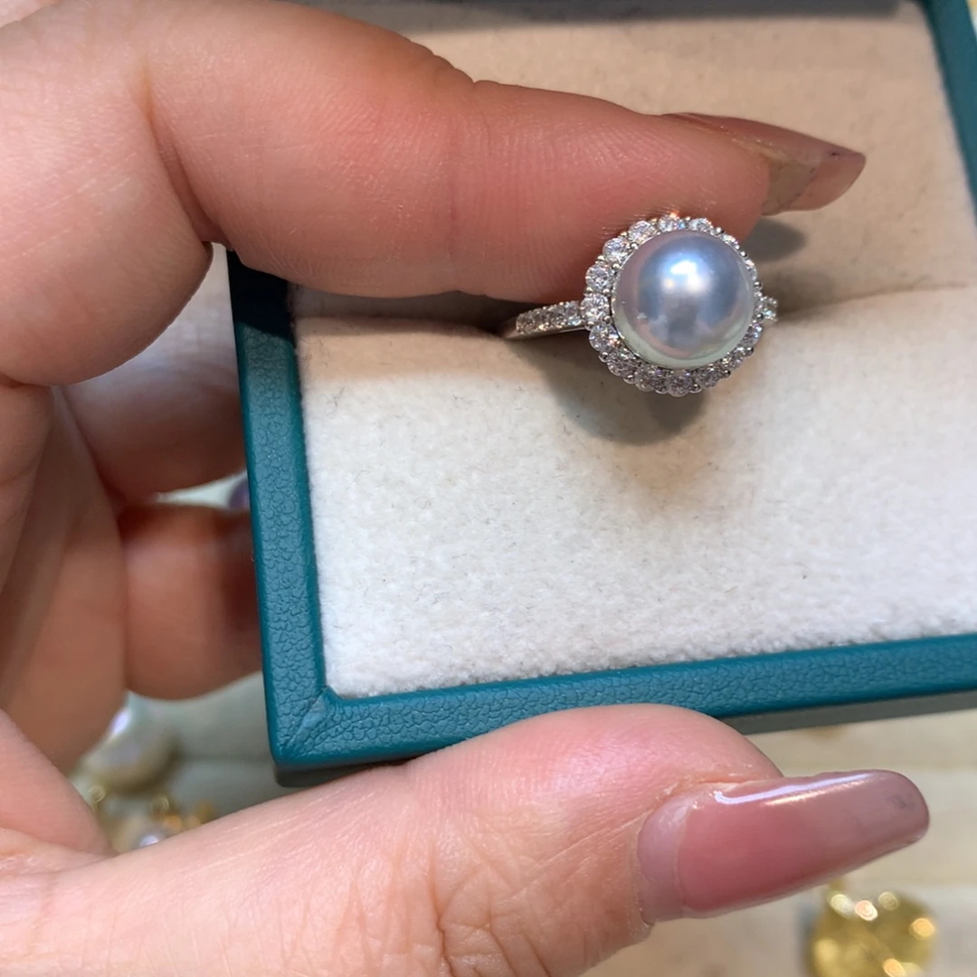 海水珍珠戒指银S925镶嵌