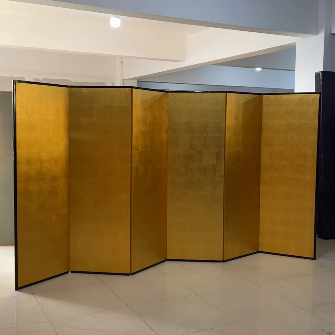 绘画金箔屏风框画茶空间设计