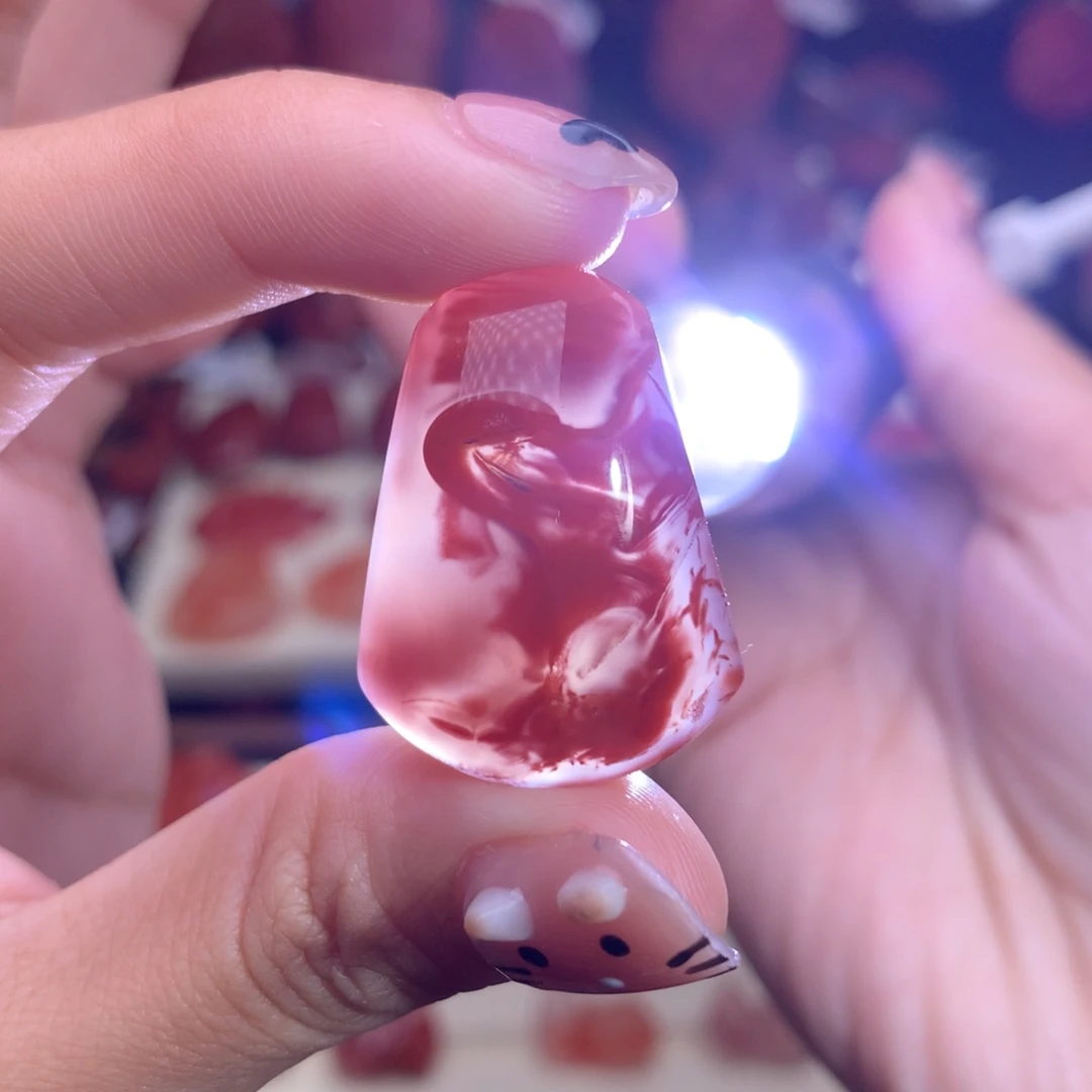 南红玛瑙未镶嵌珠宝半成品火焰无事牌