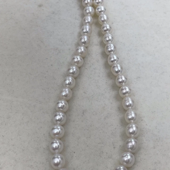 海水珍珠颈饰银S925镶嵌澳白冷白光项链8-9mm