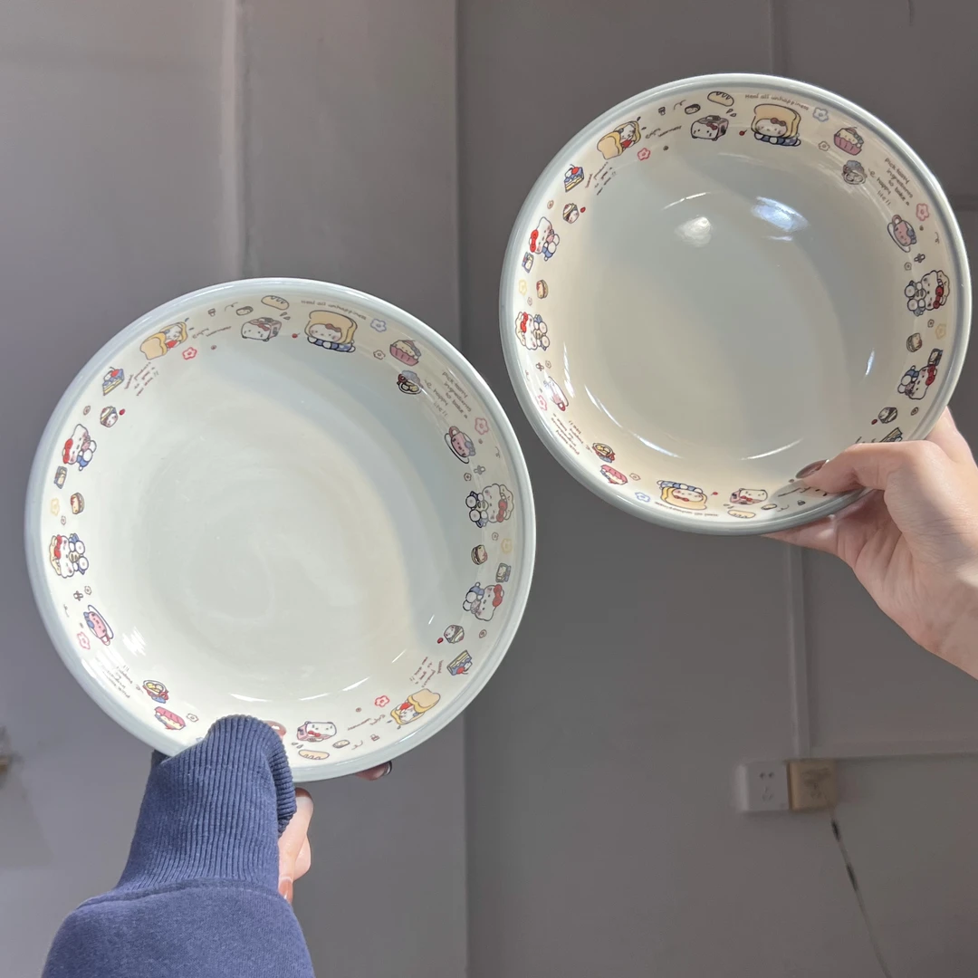 【嘟嘟Good】出口高货 吐司KT 家用8英寸盘子 深盘 菜盘 两个装