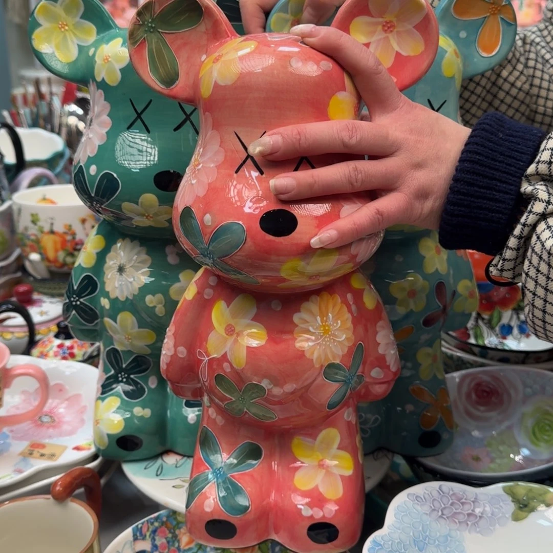 瓷片*️***濑户烧暴力熊摆件3只，各一色