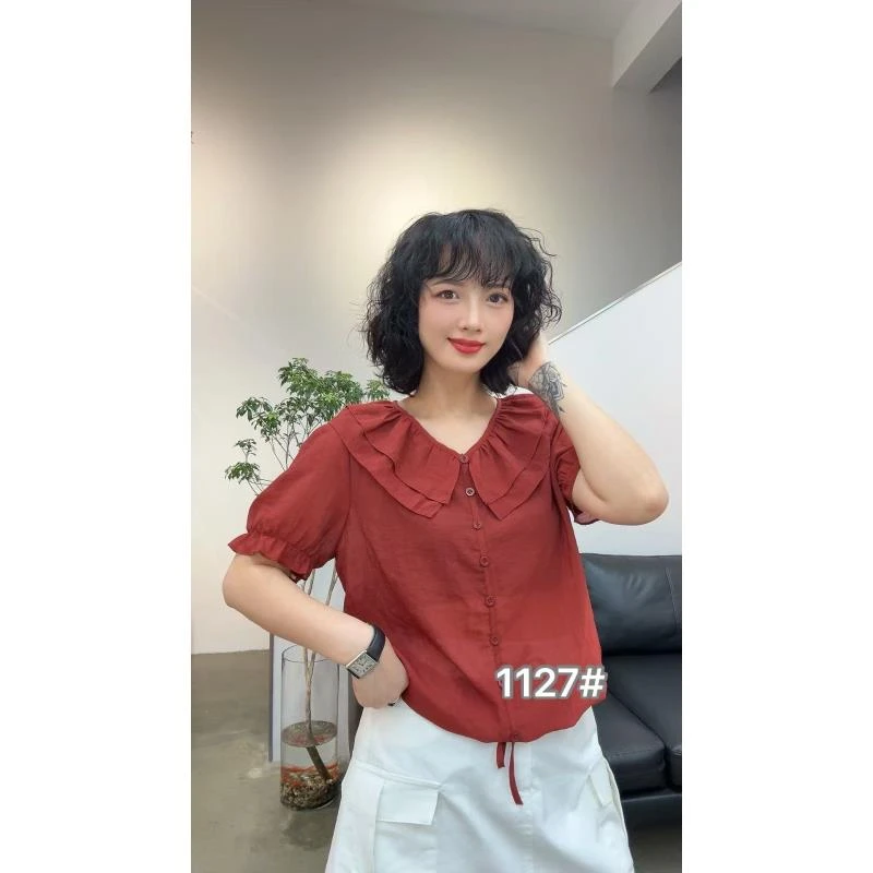 YK1127（聚水潭）通勤短袖静奢风夏季薄款套头衬衫休闲女装