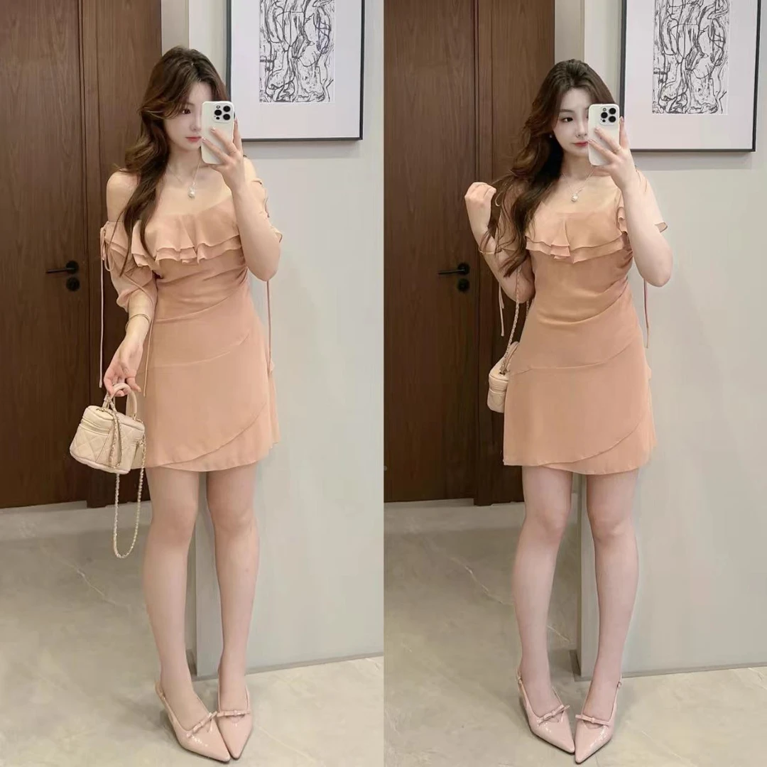 MuMu【小嗲精】微胖古早感言情千金小说女主纯欲裸粉色收腰洋装