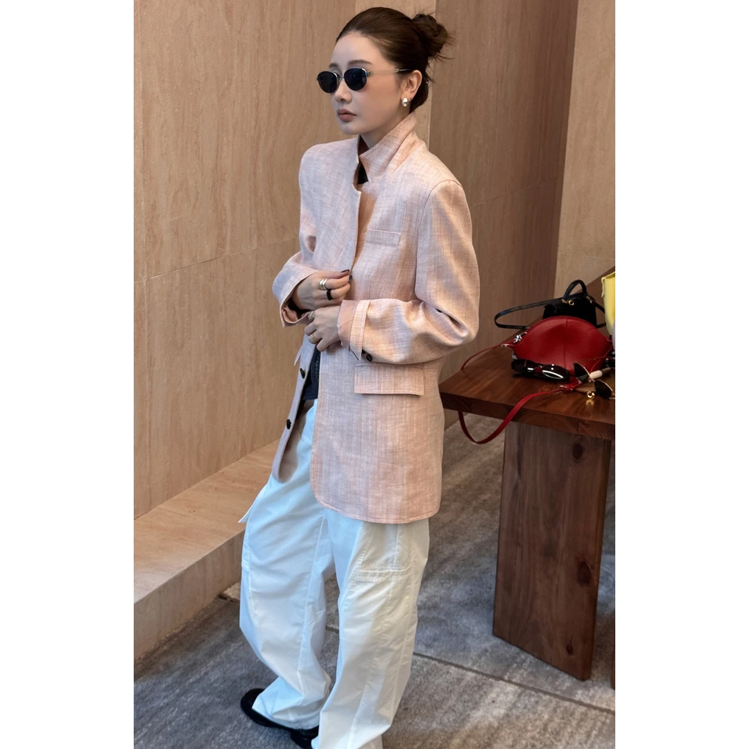 【CHU/2025SSNEW】《粉栗》棉麻西装AAMU250021