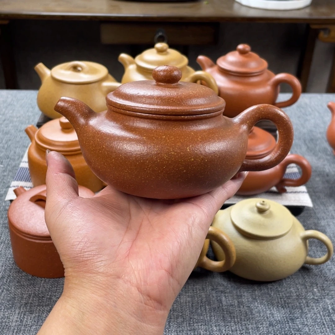 茶壶紫砂红降坡仿古全手16目260