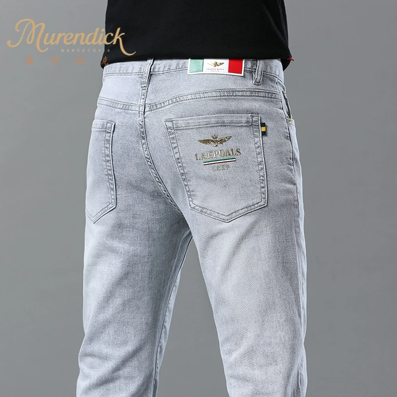 高端牛仔裤男直筒修身2025新款浅色男士休闲夏季薄款时尚潮牌裤子