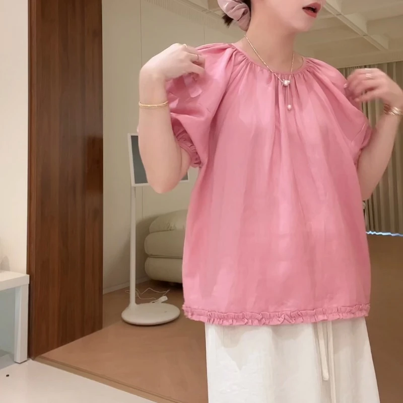 夏季温柔风INS风纯色慵懒冰感小清新不闷热上衣LK2503610
