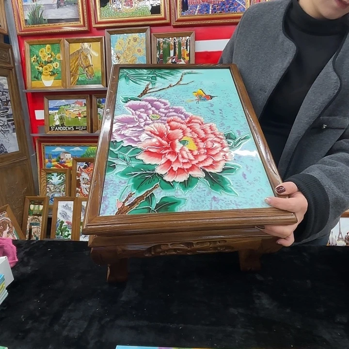 瓷板画老榆木飘窗桌