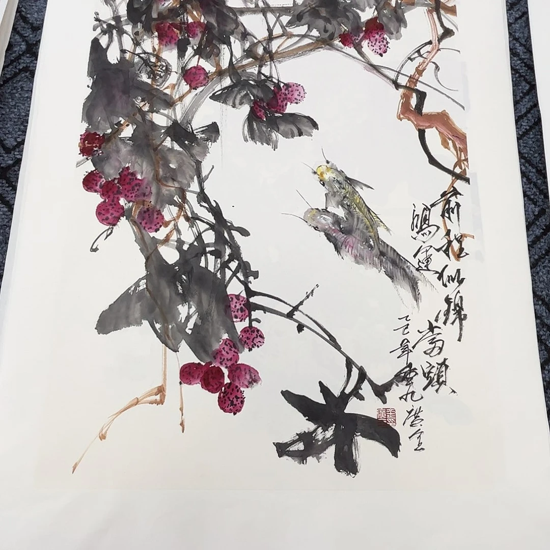 1***8国画金广全老师四尺三开花鸟奇