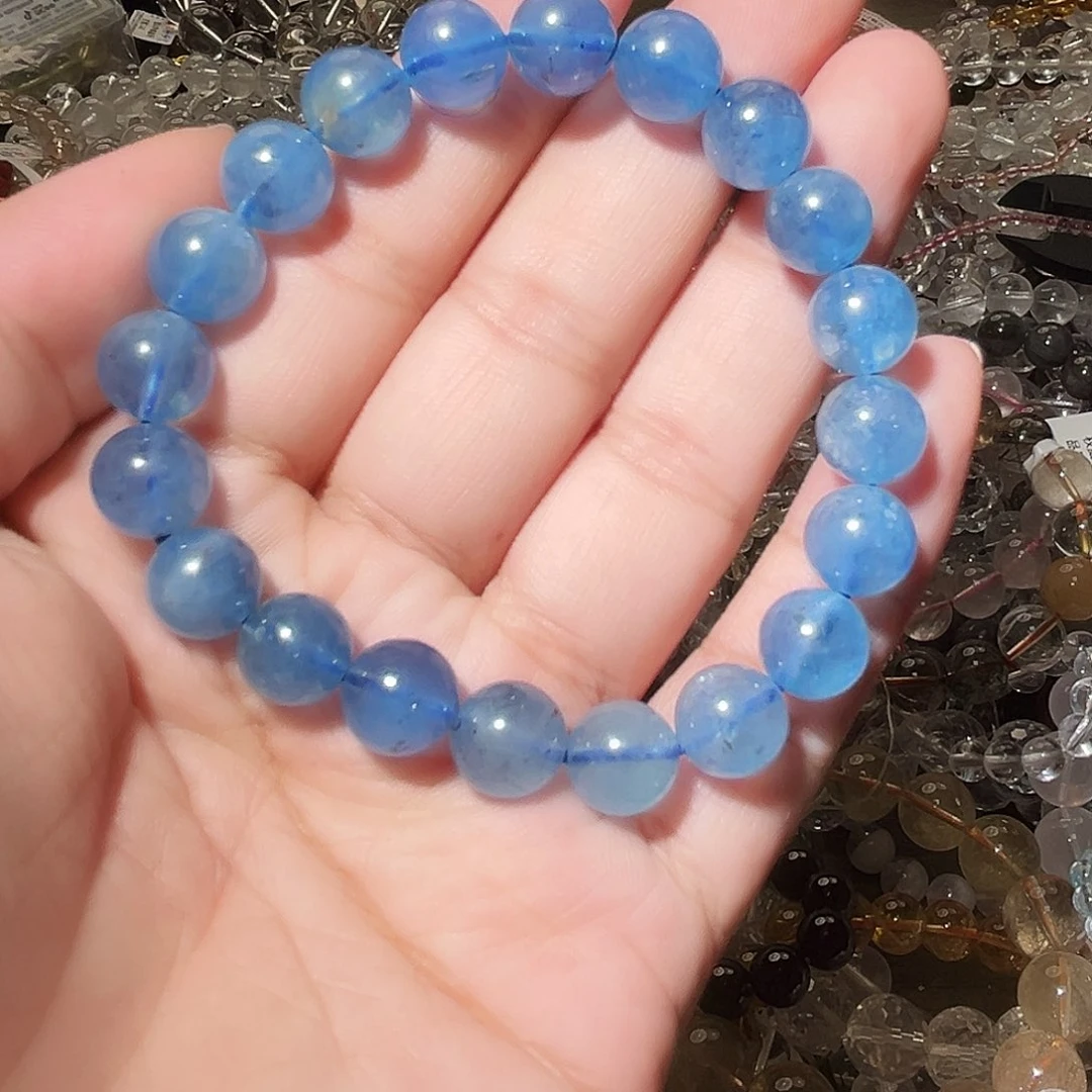 水晶手链未镶嵌海蓝宝9毫米