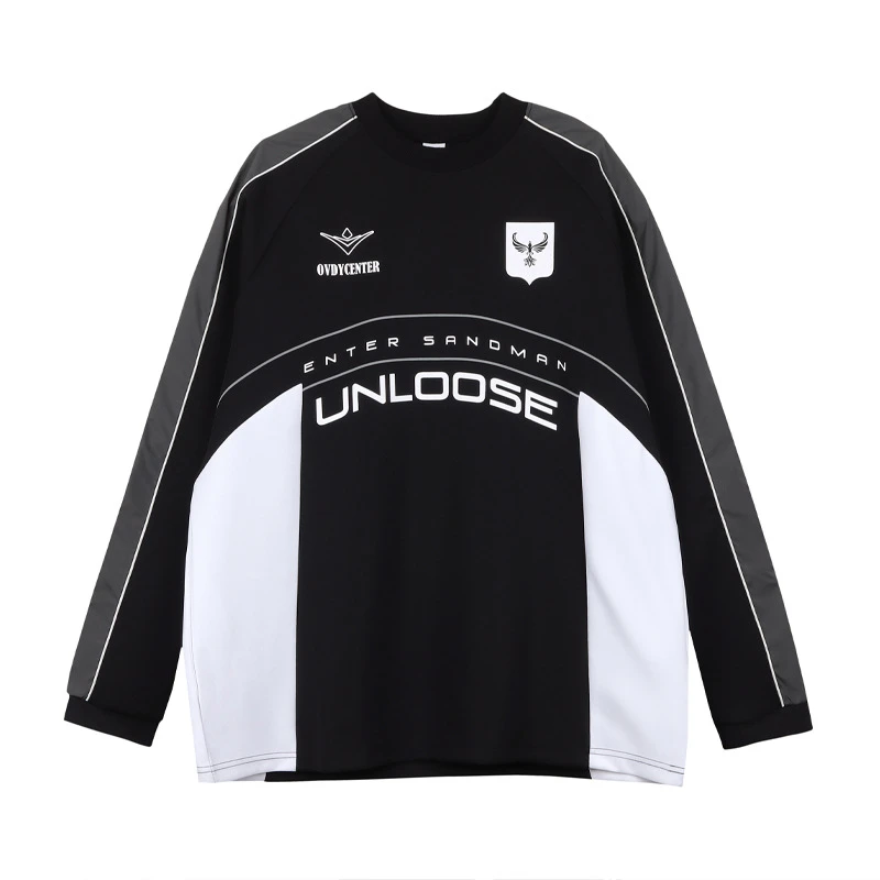 复古运动风赛车风字母暗黑防风衣撞色拼接长袖