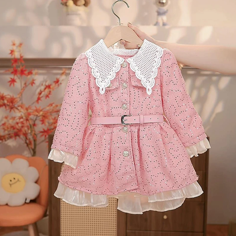 女童连衣裙秋冬2025新款洋气儿童时髦加绒外套裙女孩冬季衣服6771