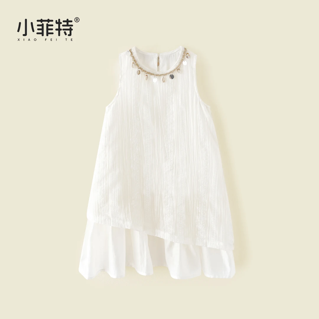 小菲特夏季新款女童无袖连衣裙洋气公主裙子女孩沙滩裙BGQX51604